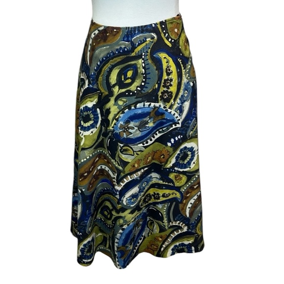 Lafayette 148 Susie Printed Skirt Green Blue - Picture 2 of 7